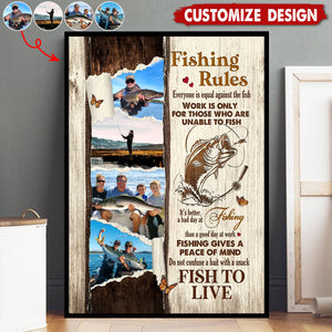 Personalized Fishing Photo Poster, Gift For Fishing Lovers