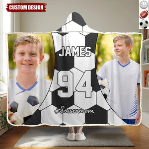 Personalized Photo Wearable Blanket Hoodie - Gift For Volleyball,Soccer,Football Lovers