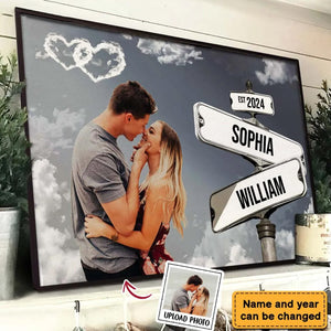 Personalized Couple Street Sign Custom Photo Name And Wedding Date Poster-Gift For Couples