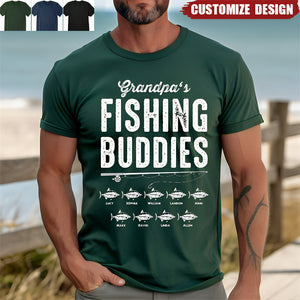 Personalized Unisex T-Shirt - Fishing Buddies Gift For Parent And Grandparent