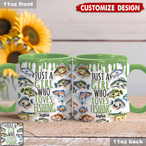 Just A Girl Who Loves Fishing - Personalized Fishing Accent Mug