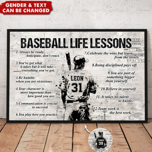 Personalized Baseball Life Lessons Poster - Gift For Baseball Lovers