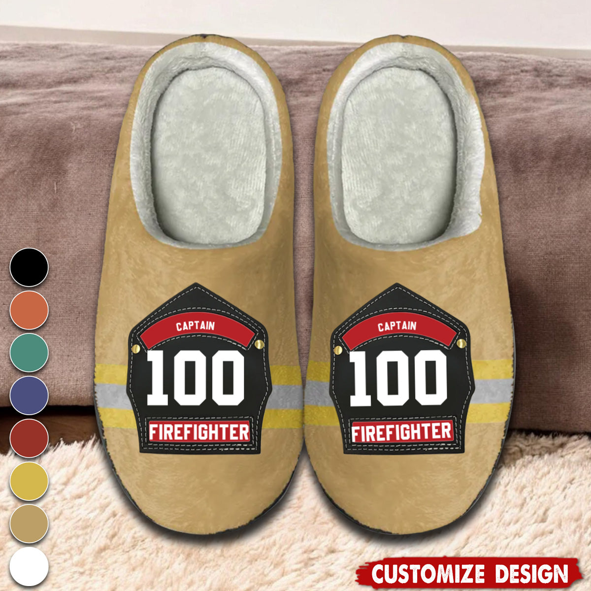 Custom Fire Helmet Shields Personalized Plush Slippers With Firefighter Theme