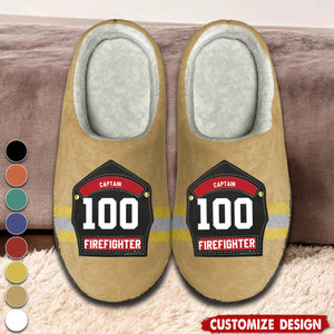 Custom Fire Helmet Shields Personalized Plush Slippers With Firefighter Theme