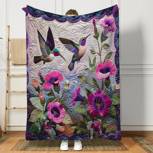 Purple Hummingbirds Blanket - Gift For Bird Lovers