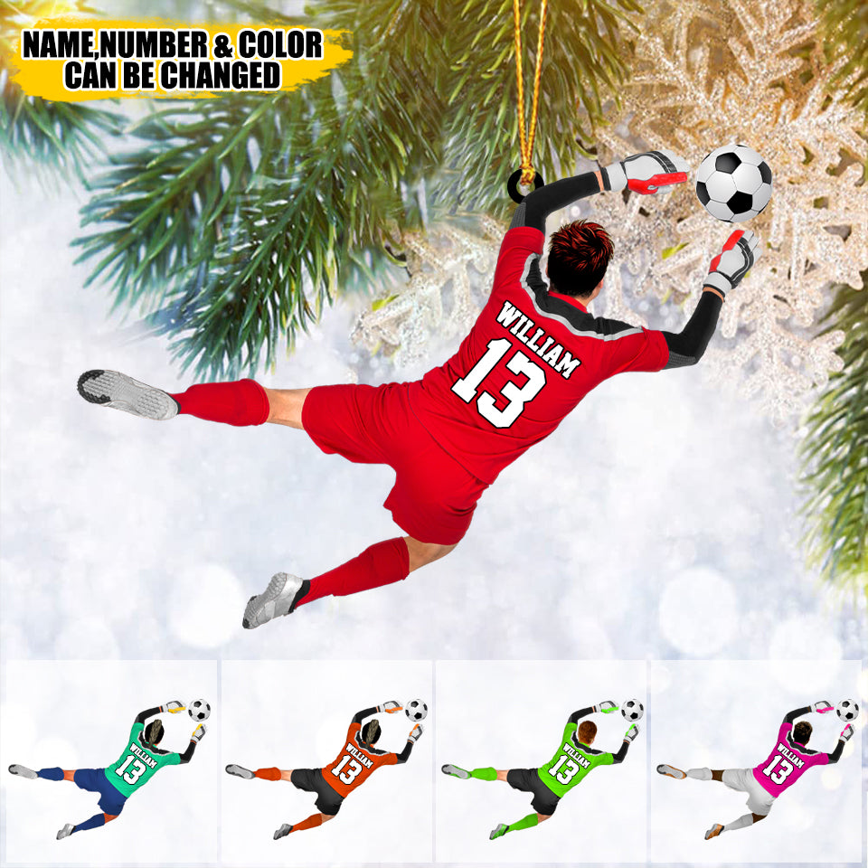 Custom Personalized Male/Boys/Man Soccer Goalie / Goalkeeper Christmas Ornament