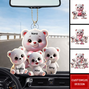 Personalized Grandma Bear Meaningful Car Ornament, Gift For Nana