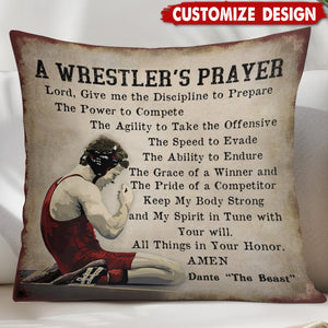 A Wrester's Prayer - Personalized Wrestling Pillow - Gift For Wrestling Lovers