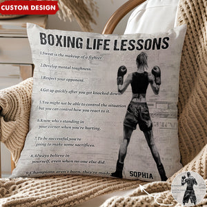 Personalized Boxing Life Lessons Pillow - Gift For Boxing Lovers