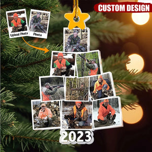 Custom Year & Photo - Photo Family-Couple-Pet Tree Christmas - Personalized Acrylic Photo Ornament