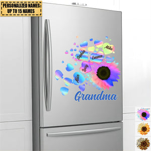 Grandma Mom Kids Sunflower - Gift For Mother, Grandmother - Personalized Sticker Decal