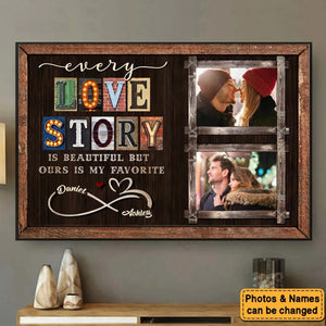 Every Love Story Is Beautiful Personalized Photo Couple Poster - Anniversary Gift For  Wife,Husband