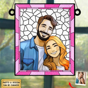 Custom Photo Love You More Every Day - Couple Personalized Window Hanging Suncatcher