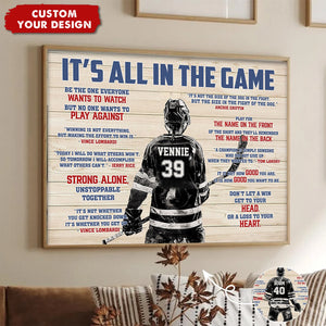 It's All In The Game - Personalized Boy Girl Hockey Poster - Gift For Hockey Lovers