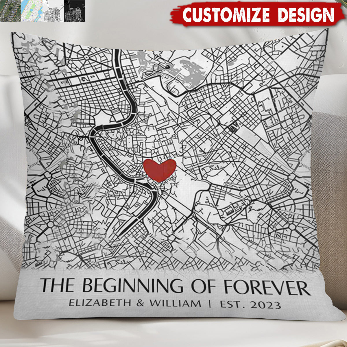 Where It All Began - Map Personalized Couple Pillow - Gift For Husband,Wife,Anniversary