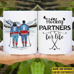 Hockey Partners For Life-Personalized Hockey Couple Mug-Gift For Hockey-Loving Couple