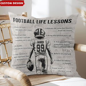 Personalized Kid Football Life Lessons Pillow-Gift For Young Football Lovers