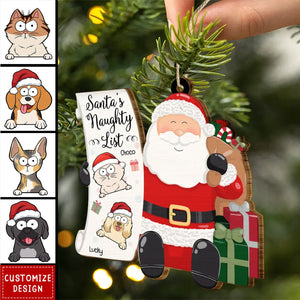 2024 New Release Santa's Naughty List Funny Christmas Cartoon Dogs Cats - Personalized Wooden Ornament