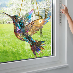 Hummingbird Suncatcher Colorful Window Hanging - Gift For Bird Lovers