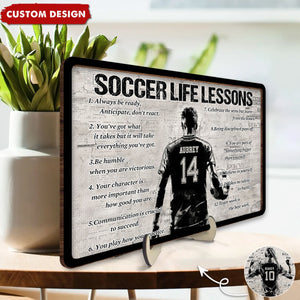 Personalized Soccer Life Lesson 2-Layered Wooden Plaque - Gift For Soccer Lovers