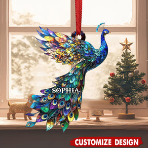 Personalized Rainbow Peacock Christmas Ornament Gift for Peacock Lover-2024 New Release