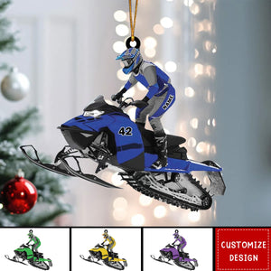 Personalized Snowmobile Acrylic Christmas Ornament - Gift For Snowmobile Lovers