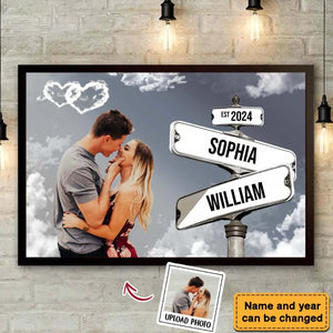 Personalized Couple Street Sign Custom Photo Name And Wedding Date Poster-Gift For Couples