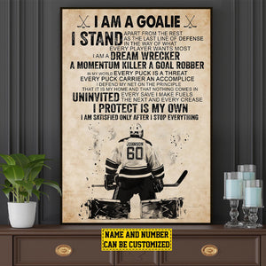 Personalized Hockey Goalie Player Poster-Gift For Hockey Lovers