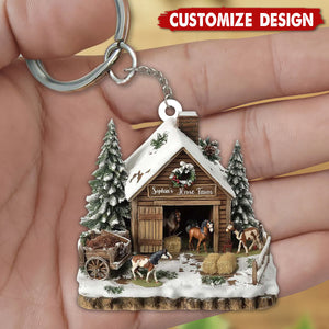 Personalized Horse Barn Keychain - Gifts For Horse Lover