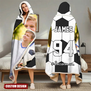 Personalized Photo Wearable Blanket Hoodie - Gift For Soccer,Volleyball,Football Lovers