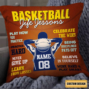 Personalized Basketball Life Lessons Pillow-Gift For Basketball Player