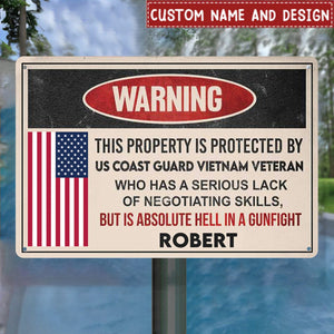 This property is protected by a Veteran - Gift for a Veteran - Personalised Custom Metal Sign