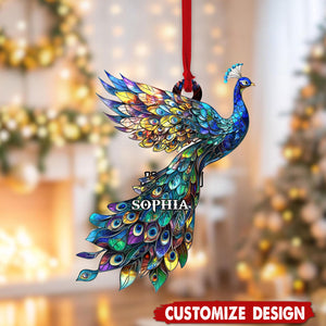 Personalized Rainbow Peacock Christmas Ornament Gift for Peacock Lover-2024 New Release