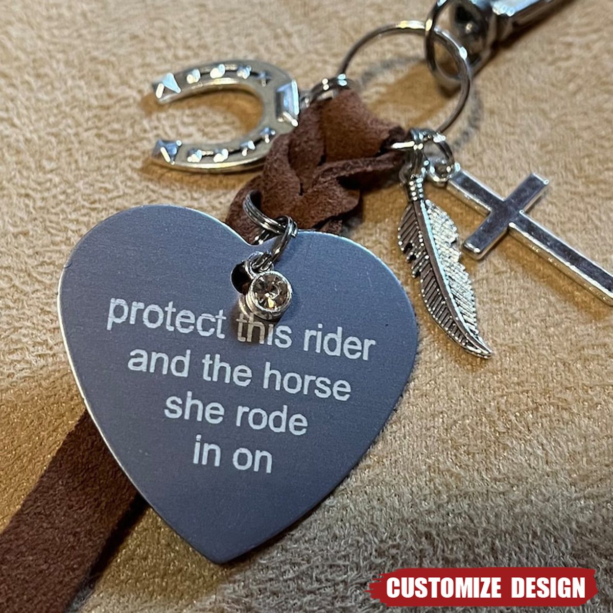 Personalized Saddle Heart Shape Carved Pendant Tassel - Gift for Horse Lover