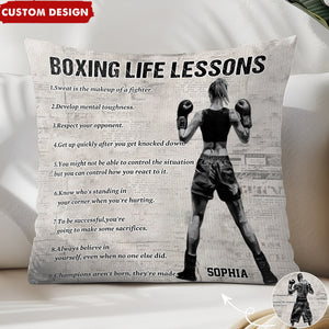 Personalized Boxing Life Lessons Pillow - Gift For Boxing Lovers