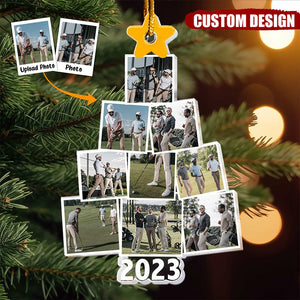 Custom Year & Photo - Photo Family-Couple-Pet Tree Christmas - Personalized Acrylic Photo Ornament