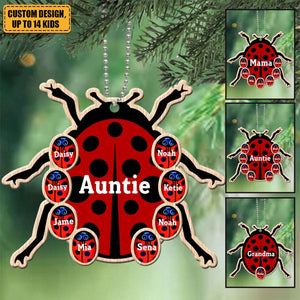 Personalized Grandma Bugs & Kid Custom Name Wooden Ornament