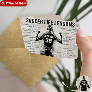 Personalized Soccer Life Lessons Wallet Card - Gift For Soccer Lovers