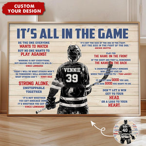 It's All In The Game - Personalized Boy Girl Hockey Poster - Gift For Hockey Lovers