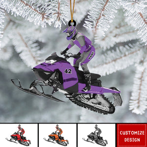 Personalized Snowmobile Acrylic Christmas Ornament - Gift For Snowmobile Lovers