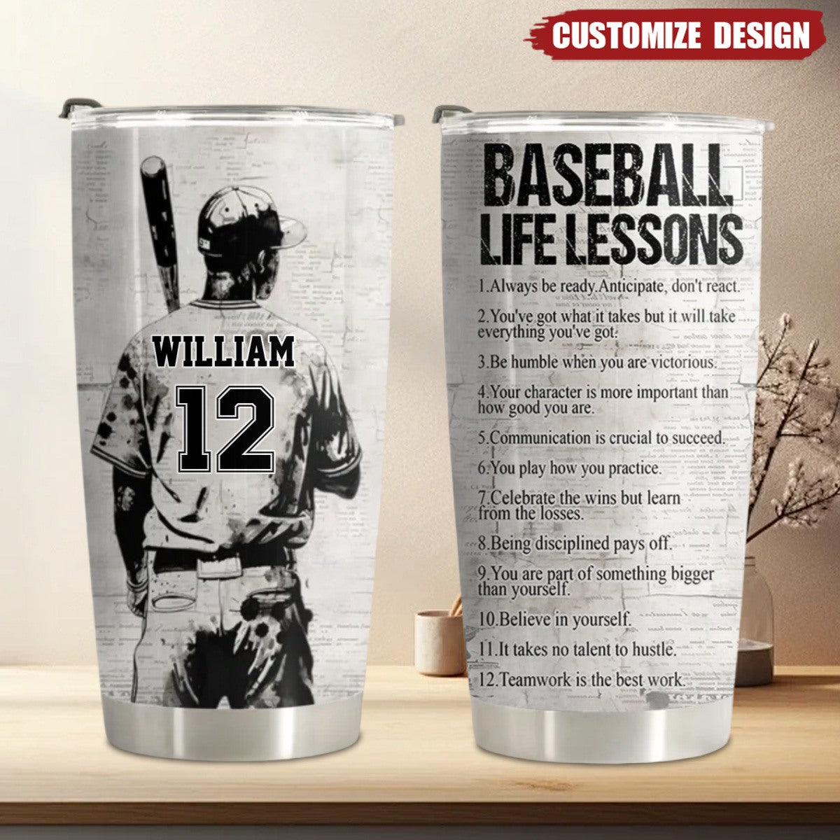 Personalized Baseball Life Lessons Tumbler - Gift For Baseball Lovers