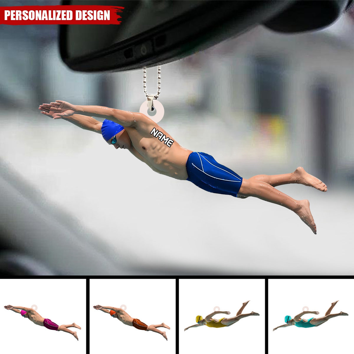 Personalized Swimming Car Ornament-Gift For Swimmer