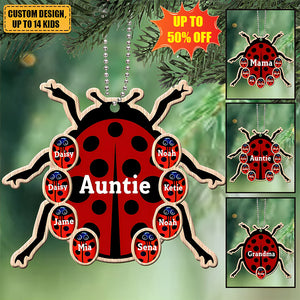 Personalized Grandma Bugs & Kid Custom Name Wooden Ornament