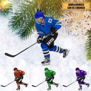 Personalized Ice Hockey Acrylic Christmas Ornament - Gift For Hockey Lovers