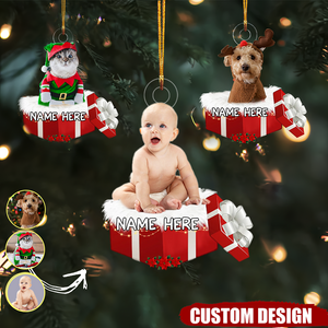 Baby Or Pet  Christmas Gift - Personalized Photo Mica Ornament