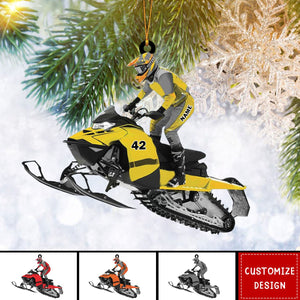 Personalized Snowmobile Acrylic Christmas Ornament - Gift For Snowmobile Lovers