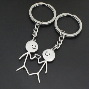 Couple Heart Matching Stainless Steel Keychain - Anniversary Gift For Wife Husband