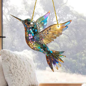 Hummingbird Suncatcher Colorful Window Hanging - Gift For Bird Lovers