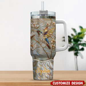 Personalized Hummingbird 40oz Tumbler With Handle - Gift For Bird Lovers