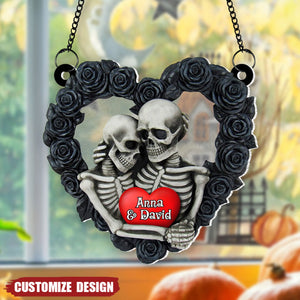 Skeleton Couple Personalized Window Hanging Suncatcher Ornament